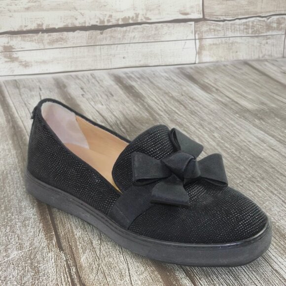 Russell & Bromley Black Bow Detail Slip-On Loafers, Size 37 (US 6.5-7) - Picture 2 of 8